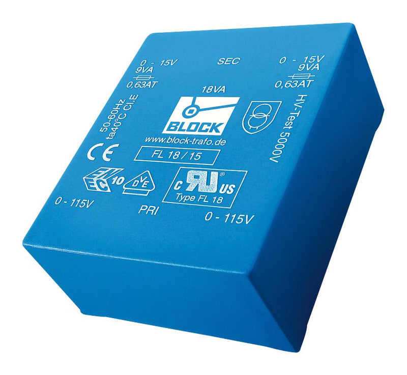 Block FL 8/8 FL 8/8 PCB Transformer Encapsulated Safety Isolating 2 x 115V 8V 8 VA 50Hz / 60Hz New