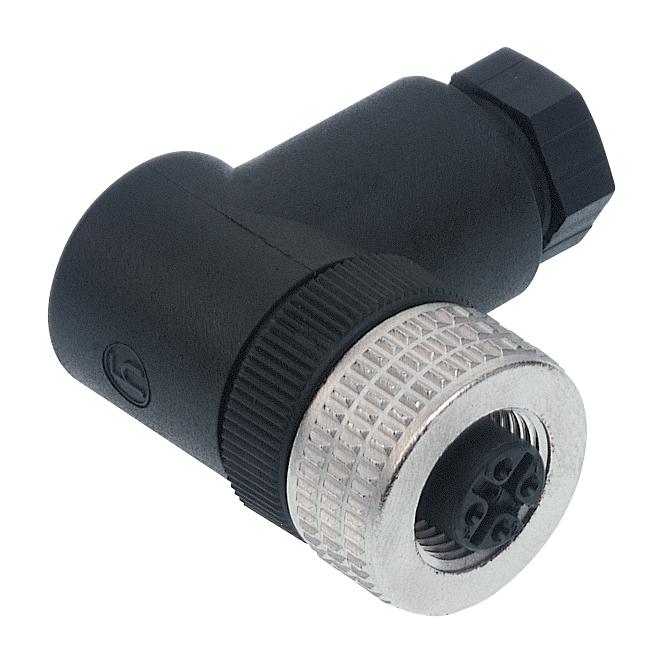 HIRSCHMANN ELWIKA 5012 PG9 Sensor Connector, E Series, M12, Female, 5 Positions, Screw Socket, Right Angle Cable Mount