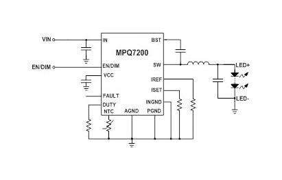 Monolithic Power Systems (MPS) MPQ7200GLE-AEC1-P MPQ7200GLE-AEC1-P LED Driver DC/DC AEC-Q100 2.3 MHz SMD 42 V QFN-19