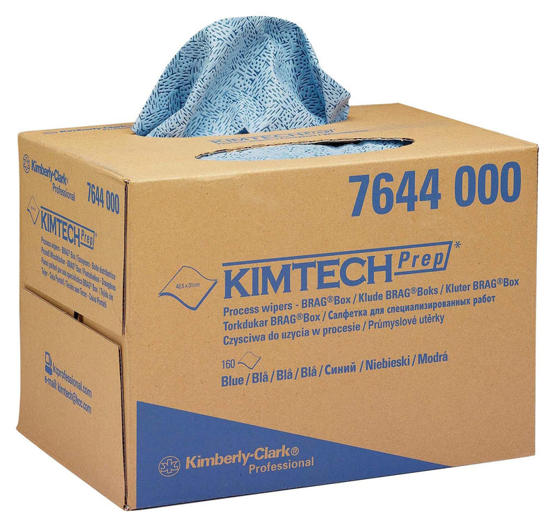 KIMBERLY CLARK 7644 Process Wipers, Kimtech, BRAG, Blue, 160 Cloths