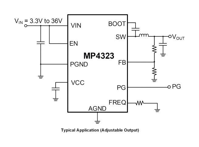 Monolithic Power Systems (MPS) MP4323GDE-P MP4323GDE-P DC-DC Switching Step-Down Regulator Adjustable 3V to 36V in 0.8V-34.2V/ 3A out QFN-12