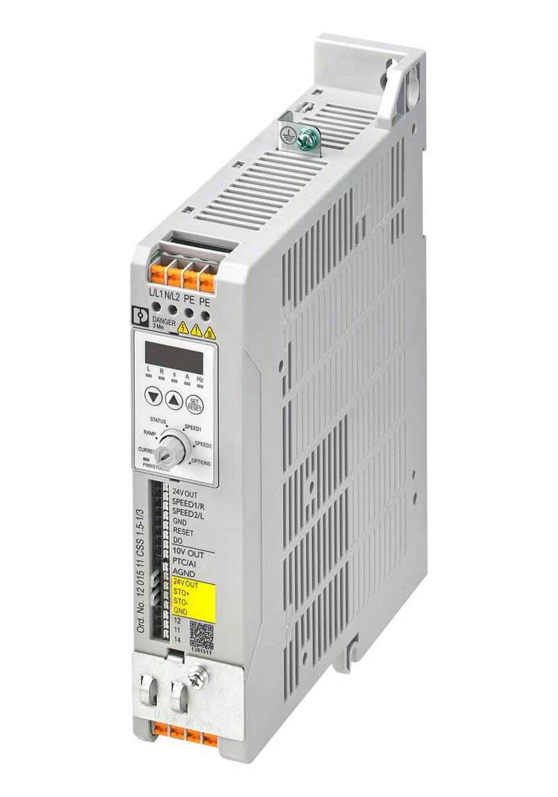 PHOENIX CONTACT CSS 1.5-1/3 Speed Starter, Soft Start, 1-Phase, 7.5A, 93.5 VAC to 264 VAC, 1.5 kW, CONTACTRON CSS Series