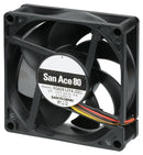 SANYO DENKI 9GA0824P4H001 DC Axial Fan, 24 V, Square, 80 mm, 25 mm, Ball Bearing, 51.5 CFM