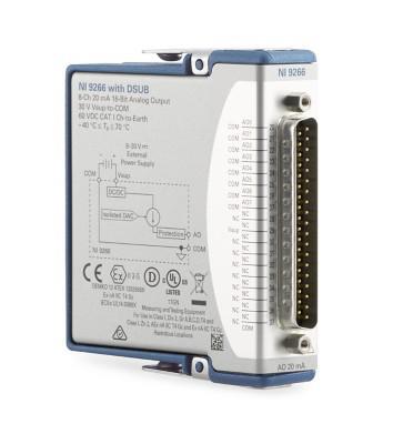 NI 785047-02 Current Output Module, C Series, NI-9266, 24 kSPS, 16 bit, 8 Output, C Series, DSUB, Conformal Coat