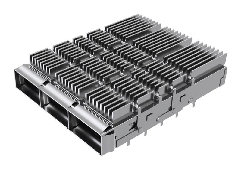 Amphenol Communications Solutions UE36C3620005A3A UE36C3620005A3A Cage QSFP-DD 1 x 3 (Ganged) With Heat Sink Without Light Pipe Press-Fit