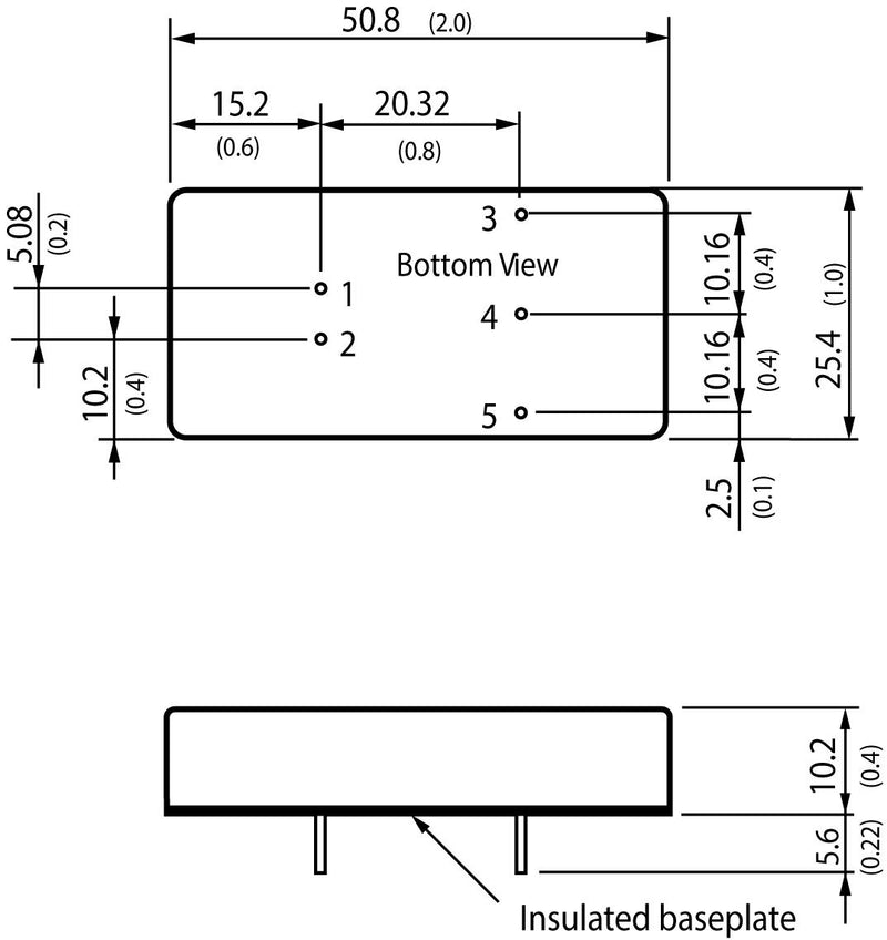 TRACO POWER TEN 10-2412 Isolated Through Hole DC/DC Converter, ITE, 2:1, 10 W, 1 Output, 12 V, 830 mA