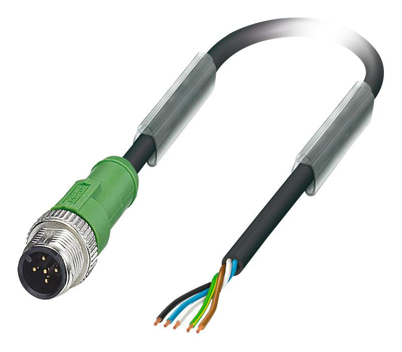 PHOENIX CONTACT 1669767 Sensor Cable, M12 Plug, Free End, 5 Positions, 1.5 m, 4.9 ft GTIN UPC EAN: 4017918134662 SAC-5P-M12MS/1,5-PUR