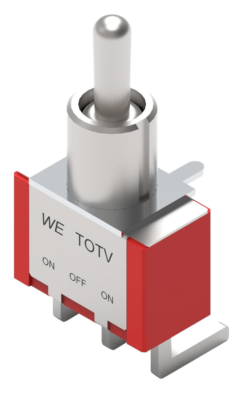 WURTH ELEKTRONIK 4.72123E+11 Toggle Switch, On-Off-On, SPDT, Non Illuminated, WS-TOTV Series, Through Hole, 1 A