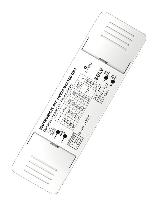 OSRAM IT-FIT-15/220-240/700-CS-I LED Driver, Non Dimmable, LED Lighting, 14.7 W, 21 V, 700 mA, Constant Current, 198 V