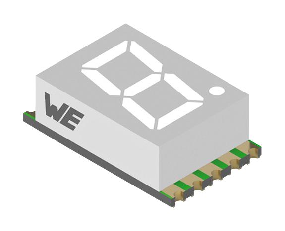 WURTH ELEKTRONIK 157102B12800 7 Segment LED Display, SMD, Blue, 20 mA, 3 V, 24 mcd, 1, 5.08 mm