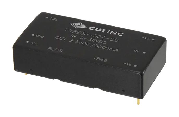 CUI PYBE30-Q24-S5H Isolated Through Hole DC/DC Converter, ITE, 4:1, 30 W, 1 Output, 5 V, 6 A