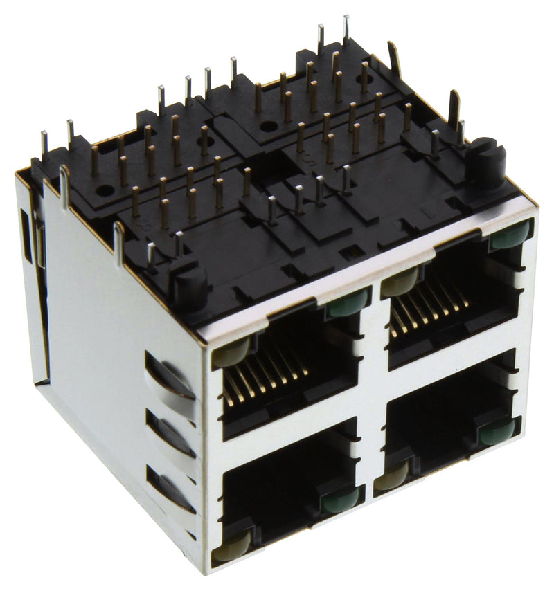 TE Connectivity 2041376-2 2041376-2 Modular Connector RJ45 Jack 2 x (Stacked) 8P8C Cat3 Through Hole Mount New