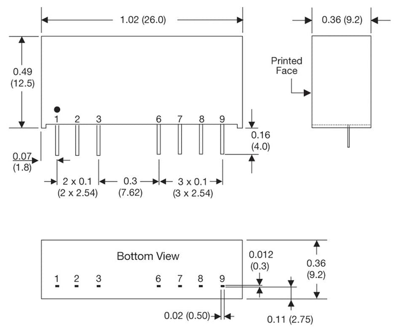 XP POWER IM4812S Isolated Through Hole DC/DC Converter, Regulated, ITE, 4:1, 2 W, 2 Output, 12 V, 85 mA