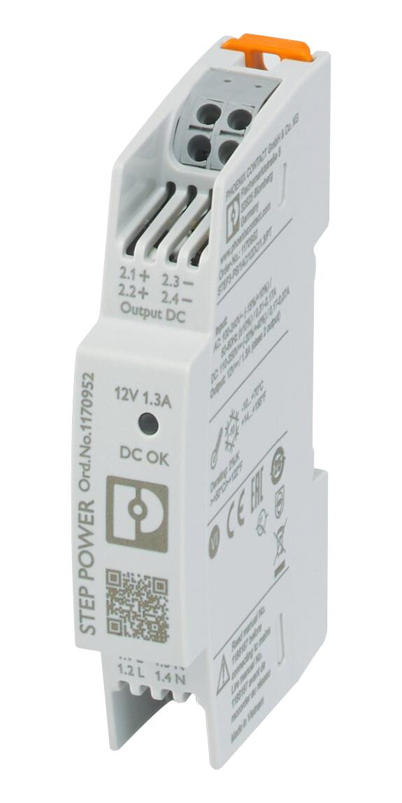 PHOENIX CONTACT 1170952 AC/DC DIN Rail Power Supply (PSU), Household & Laboratory Equipment, 1 Output, 15 W, 12 VDC STEP3-PS/1AC/12DC/1.3/PT