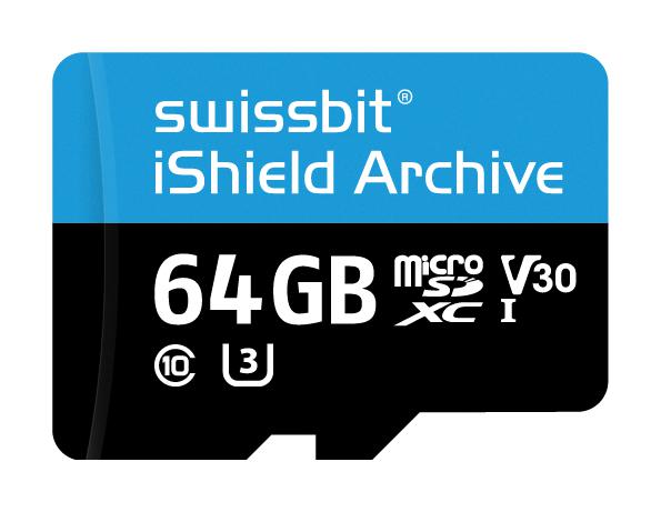 SWISSBIT SFSD064GN1PT1MT-I-7G-07P-SW6 Flash Memory Card, MicroSDXC Card, UHS-I, Class 10, Video Class 30, 64 GB, 3.6 V, -40 &deg;C, 85 &deg;C