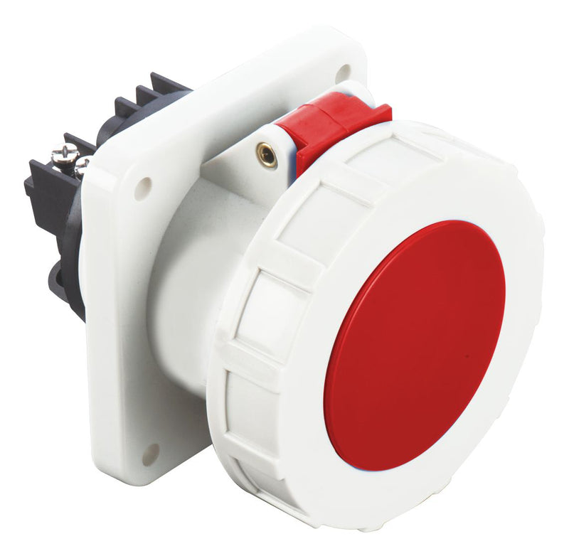 Multicomp PRO MP011109 MP011109 Pin &amp; Sleeve Connector 63 A 400 V Panel Mount Socket 3P+N+E Red White