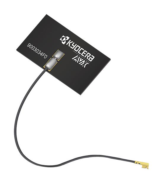 KYOCERA AVX 9003034F0-AA10L0100 RF Antenna, 3.3 to 5 GHz, 5G/4G/LTE/LTE MIMO/M2M/IoT, 4.3 dBi, 50 ohm, Adhesive/MHF1 Connector