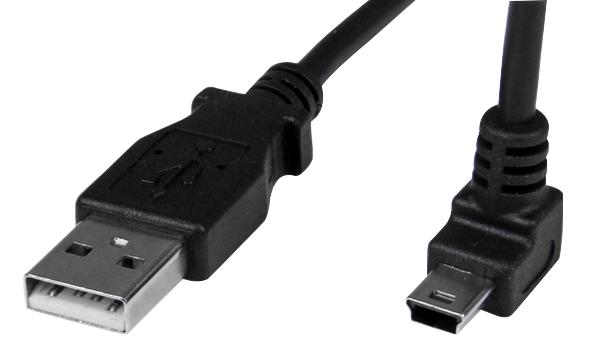 STARTECH USBAMB1MU USB Cable, Type A Plug to 90&deg; Mini Type B Plug, 1 m, 3.28 ft, USB 2.0, Black GTIN UPC EAN: 0065030851312