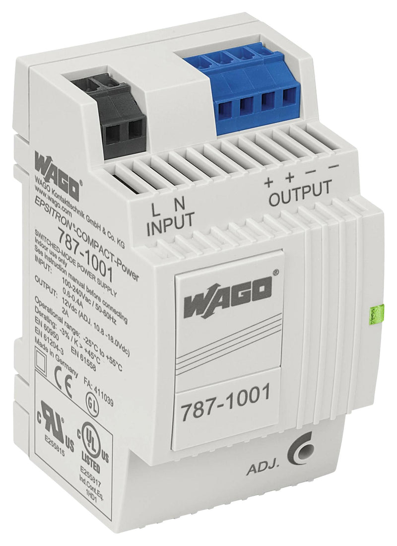 Wago 787-1001 787-1001 AC/DC DIN Rail Power Supply (PSU) ITE &amp; Laboratory Equipment 1 Output 24 W 12 V 2 A New