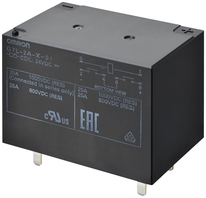 OMRON ELECTRONIC COMPONENTS G7L-2A-X-SI-DC12 Power Relay, DPST-NO, 12 VDC, 30 A, G7L-X Series, Through Hole, Non Latching