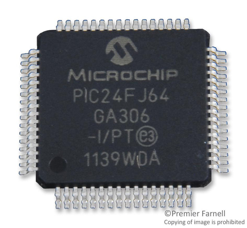 Microchip PIC24FJ64GA306-I/PT PIC24FJ64GA306-I/PT 16 Bit Microcontroller General Purpose PIC24 Family PIC24FJ GA Series Microcontrollers