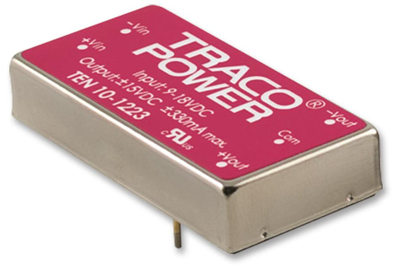 TRACO POWER TEN 10-2412 Isolated Through Hole DC/DC Converter, ITE, 2:1, 10 W, 1 Output, 12 V, 830 mA