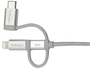 STARTECH LTCUB1MGR USB 2.0 Multi-Charger Lightning/USB-C/Micro USB Lead, 1m Silver Braided GTIN UPC EAN: 0065030868365