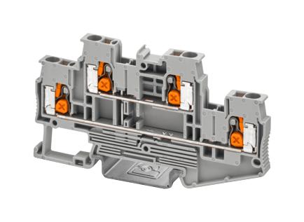 PHOENIX CONTACT 1453890 DIN Rail Mount Terminal Block, 4 Ways, 20 AWG, 12 AWG, 2.5 mm&sup2;, Push-X, 22 A