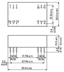 TRACO POWER TEL 3-2022 Isolated Through Hole DC/DC Converter, ITE, 3:1, 3 W, 2 Output, 12 V, 125 mA