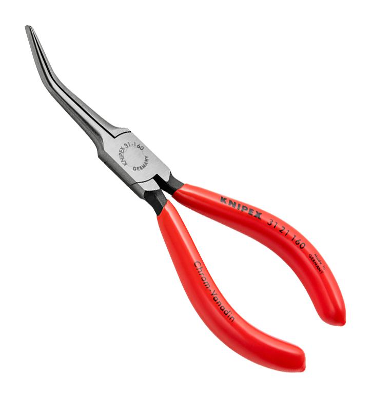 KNIPEX 31 21 160 Pliers, 45&deg; Bent Needle Nose, 160mm OAL, Vanadium Steel