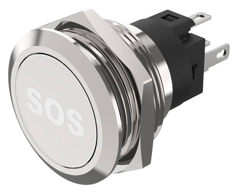 EAO 82-6151.1A54.B015 Vandal Resistant Switch, SOS, 82 Series, 22 mm, SPDT, Momentary, Round Flat Flush, Natural