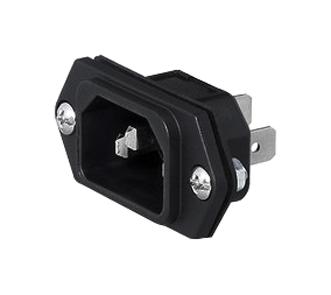 SCHURTER 3-144-634 IEC Power Connector, IP40, IEC C14 Inlet, 10 A, 250 VAC, Quick Connect, Flange Mount, 6100-3 Series