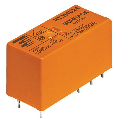 Schrack - TE Connectivity 2-1393240-9 2-1393240-9 Power Relay SPST-NO 24 VDC 16 A RT1 Through Hole Latching Dual Coil