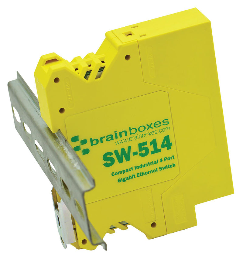 Brainboxes SW-514 SW-514 Switch 4 Ports Industrial Gigabit Ethernet DIN Rail RJ45 x 10Mbps 100Mbps 1Gbps New