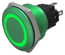 EAO 82-6851.1134 Vandal Resistant Switch, 82-6x51.1114 Series, 22 mm, SPDT, Momentary, Round Flat Flush, Green