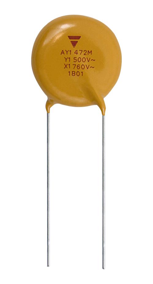 VISHAY AY1472M65Y5UC6TL0 Ceramic Suppression Capacitor, 4700 pF, &plusmn; 20%, X1 / Y1, 760 VAC, 500 VAC, Radial Leaded