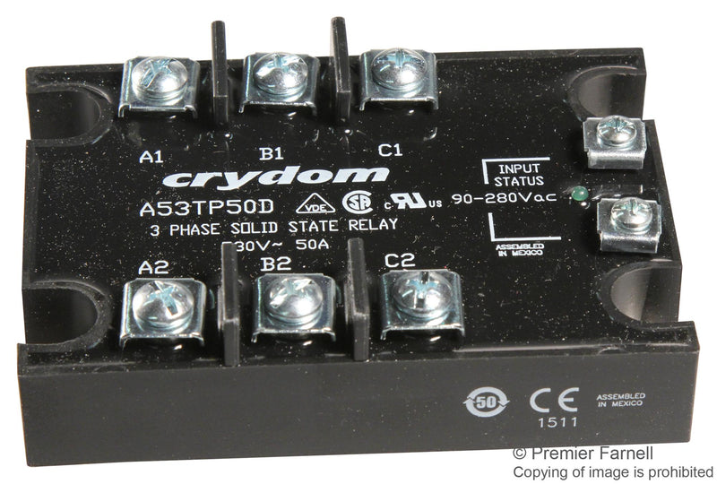 SENSATA/CRYDOM A53TP50D A53TP50D Solid State Contactor 50 A 530 VAC 280 Zero Crossing Panel Screw