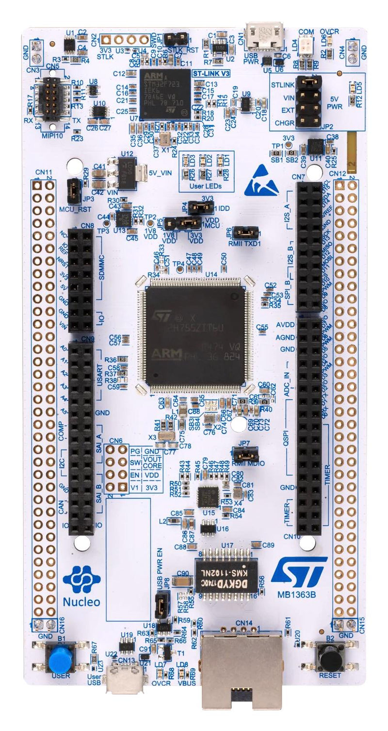 STMICROELECTRONICS NUCLEO-H755ZI-Q Development Board, Nucleo-144, STM32H755ZIT6, 32bit, ARM Cortex-M7F