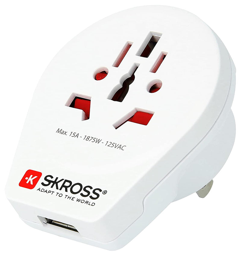 Skross 1.500268 1.500268 Mains Adapter Australia/China Brazil Euro Italy Japan/US UK Switzerland USA USB 15 A New