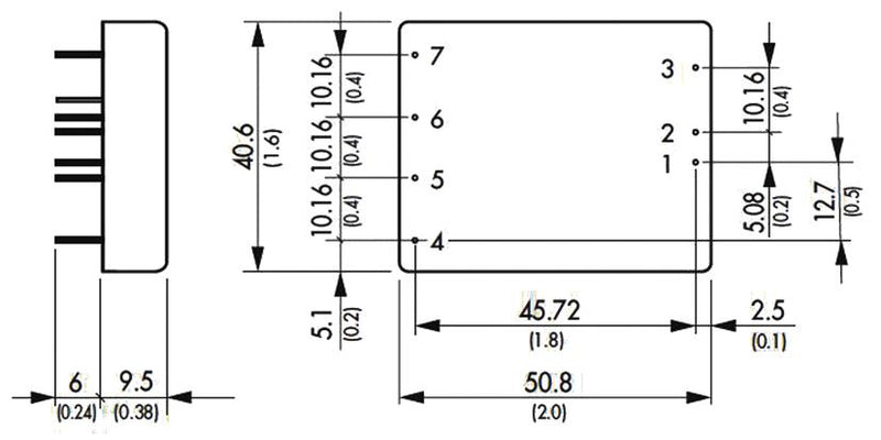 TRACO POWER TEN 25-1212 Isolated Through Hole DC/DC Converter, ITE, 2:1, 25 W, 1 Output, 12 V, 2.5 A