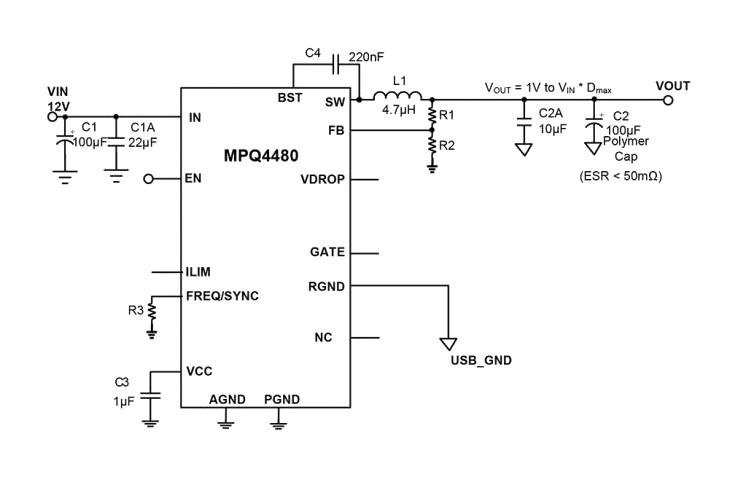 Monolithic Power Systems (MPS) MPQ4480GV-AEC1-Z MPQ4480GV-AEC1-Z DC-DC Switching Synchronous Buck Regulator 4.2V-36V in 1V to 36V out 6A 2.2MHz QFN-25