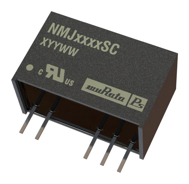 MURATA POWER SOLUTIONS NMJ0505SC Isolated Through Hole DC/DC Converter, 5.2kV Isolation, ITE, 1:1, 1 W, 2 Output, 5 V, 100 mA