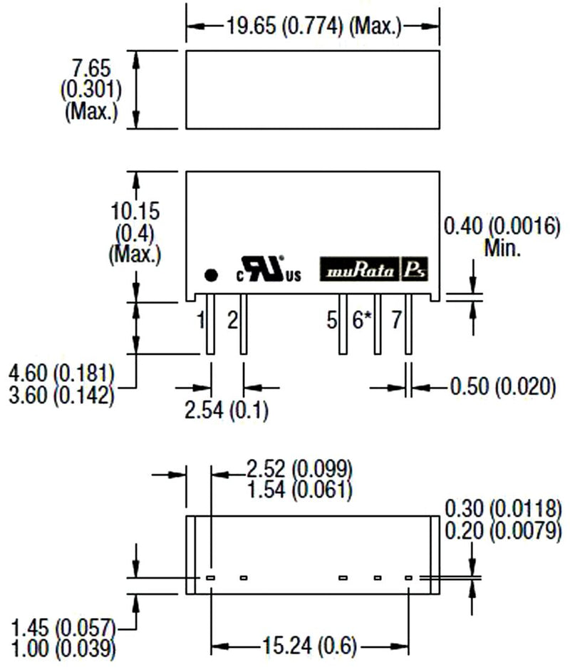 Murata Power Solutions NMK1205SAC NMK1205SAC Isolated Through Hole DC/DC Converter 3kV Isolation ITE 1:1 2 W 1 Output 5 V 400 mA