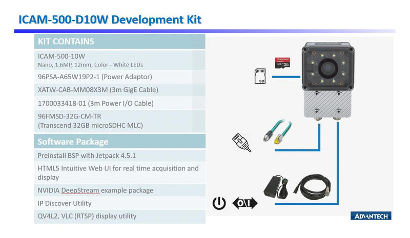 ADVANTECH ICAM-500-D10W DEVELOPMENT KIT, IMAGE SENSOR