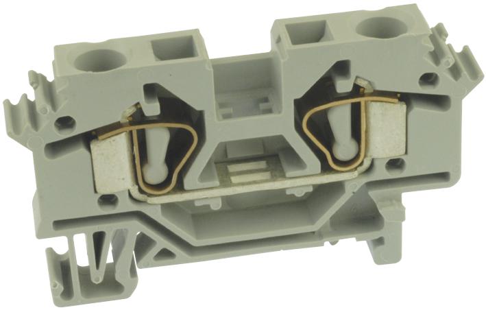 WAGO 282-601 DIN Rail Mount Terminal Block, 2 Ways, 24 AWG, 10 AWG, 6 mm&sup2;, Clamp, 41 A