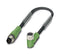 PHOENIX CONTACT SAC-4P-M 8MS/3,0-PUR/M 8FR Sensor Cable, M8 Plug, 90&deg; M8 Receptacle, 4 Positions, 3 m, 9.8 ft 1682210