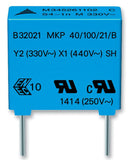 EPCOS B32024A3224M000 Safety Capacitor, Metallized PP, Radial Box - 2 Pin, 0.22 &micro;F, &plusmn; 20%, Y2, Through Hole