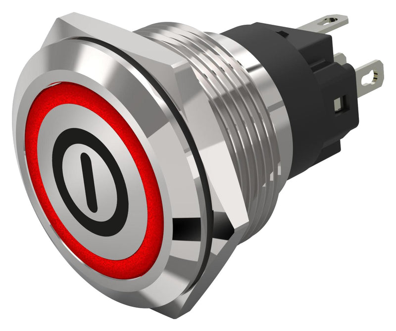 EAO 82-6151.2113.B001 Vandal Resistant Switch, On/Off, 82 Series, 22 mm, SPDT, Maintained, Round Flat Flush, Natural