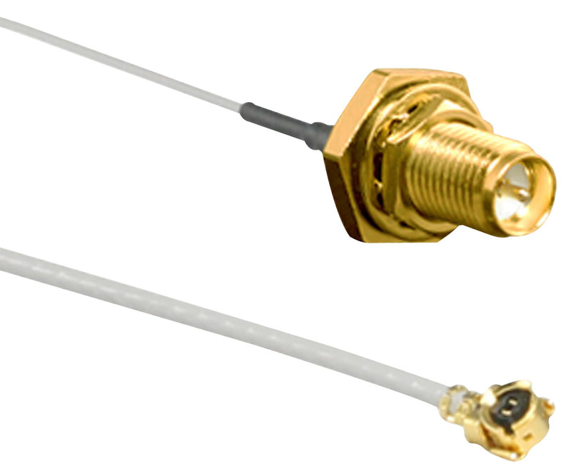 LINX - TE CONNECTIVITY CSI-RGFI-100-UFFR RF / Coaxial Cable Assembly, U.FL Plug to SMA RP Bulkhead Jack, 1.13mm, 50 ohm, 0.3 ft, 100 mm