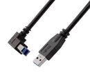 STEWART CONNECTOR SC-3ABRK001F USB Cable, Type A Plug to 90&deg; Type B Plug, 304.8 mm, 1 ft, USB 3.0, Black